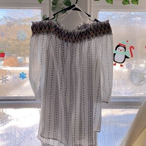 Off the shoulder white top with patterns